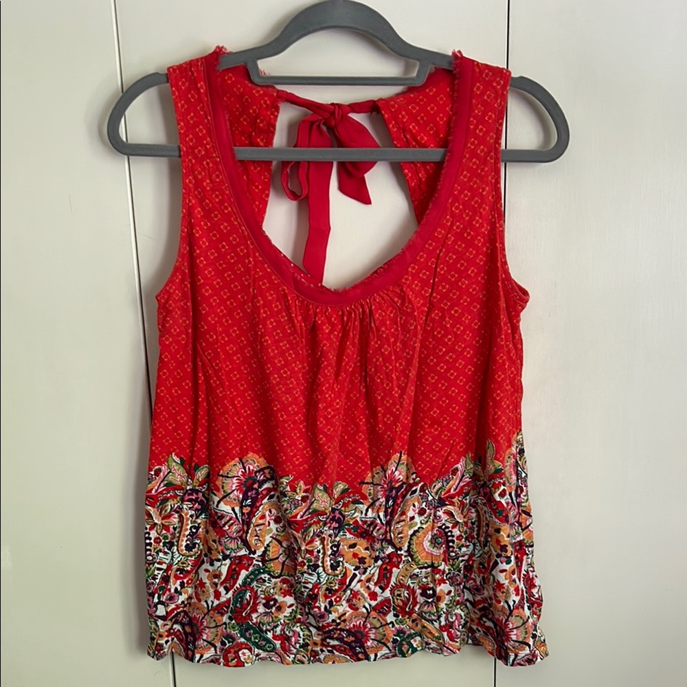 Orange Anthro Paisley Sleeveless Top